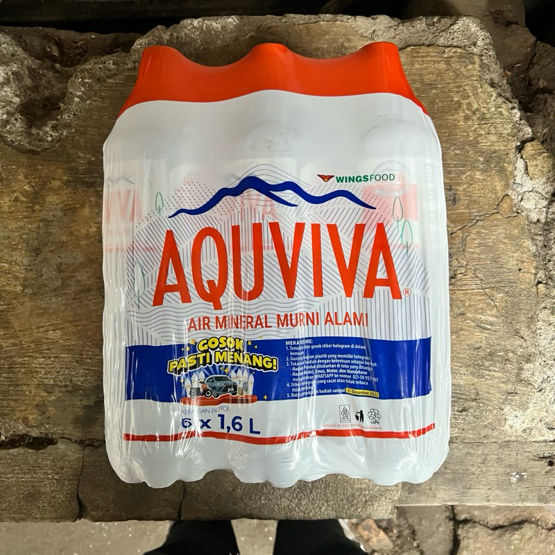 

AQUVIVA 1600ml 1600 ml 1 Dus 6 Botol - 1,6L / 1,6 L / 1,6 Liter - Air Mineral Murni Alami Besar Jumbo Pack Pak Karton Wings Food