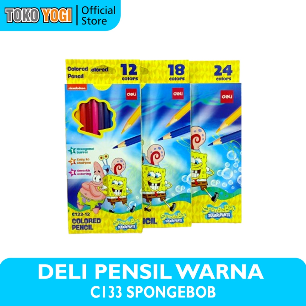 

DELI PENSIL WARNA C133 EDISI SPONGEBOB ISI 12 18 24 || COLORED PENCIL