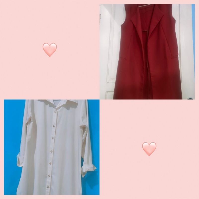 1 set tunik putih dn blazer merah