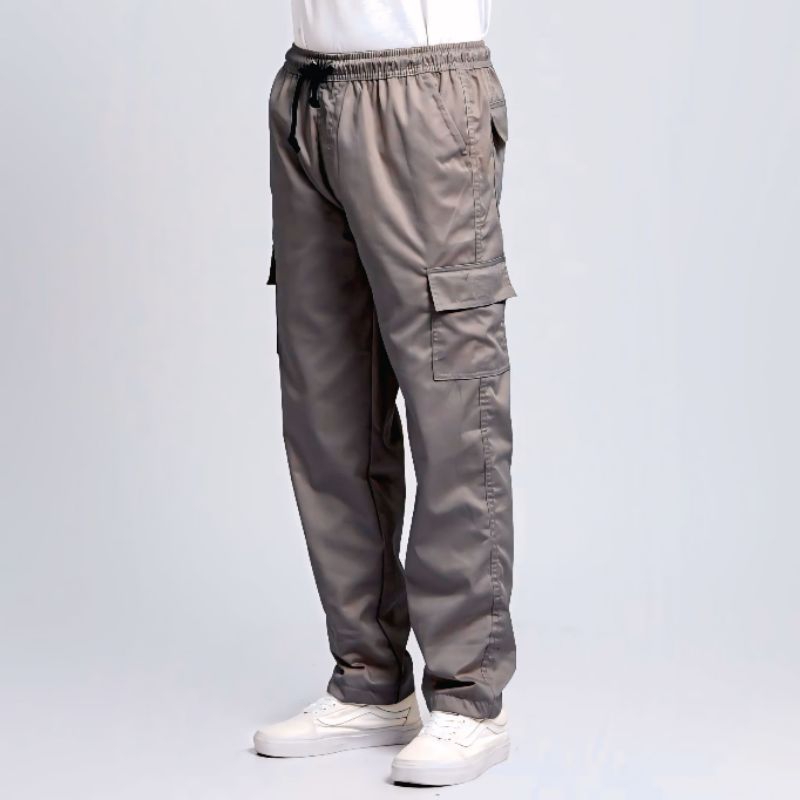 RJ Store ID Celana Cargo Panjang Pria Twill Slimfit Korean Style 28-38 Pinggang Karet Tali Serut