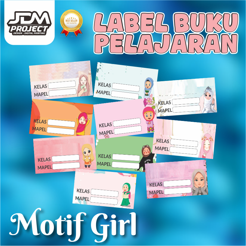 JDM Project - isi 20 pcs Sticker label buku pelajaran Custom Nama Sekolah Tema Cowok Muslim Boy