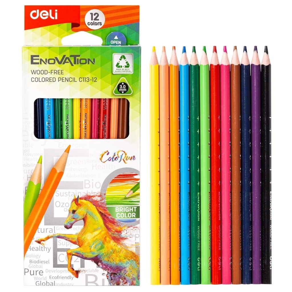 

Pensil warna Deli cat kayu 12 colors seri Color Run