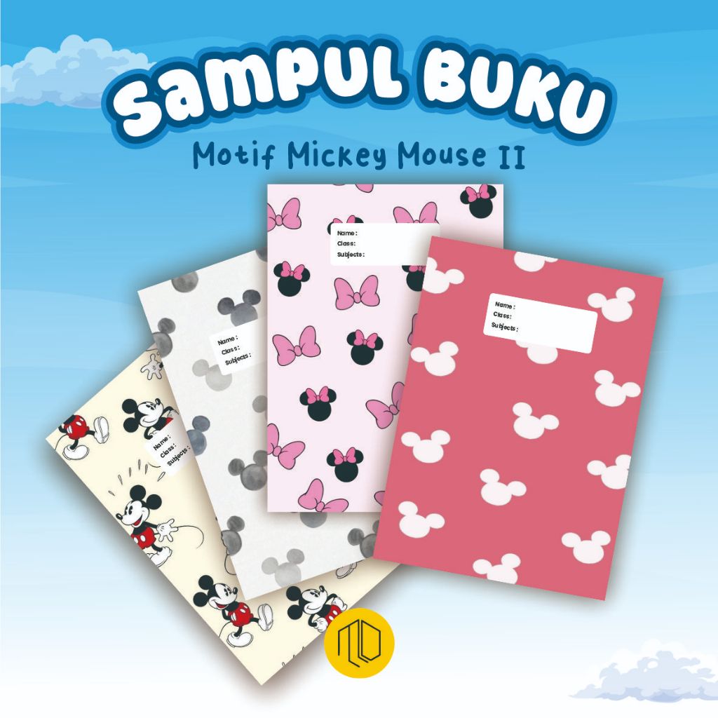 Sampul Buku Karakter Motif Mickey Mouse 2 Isi 10 Pcs - Sampul Buku Tulis Aesthetic Custom Nama Sidu 
