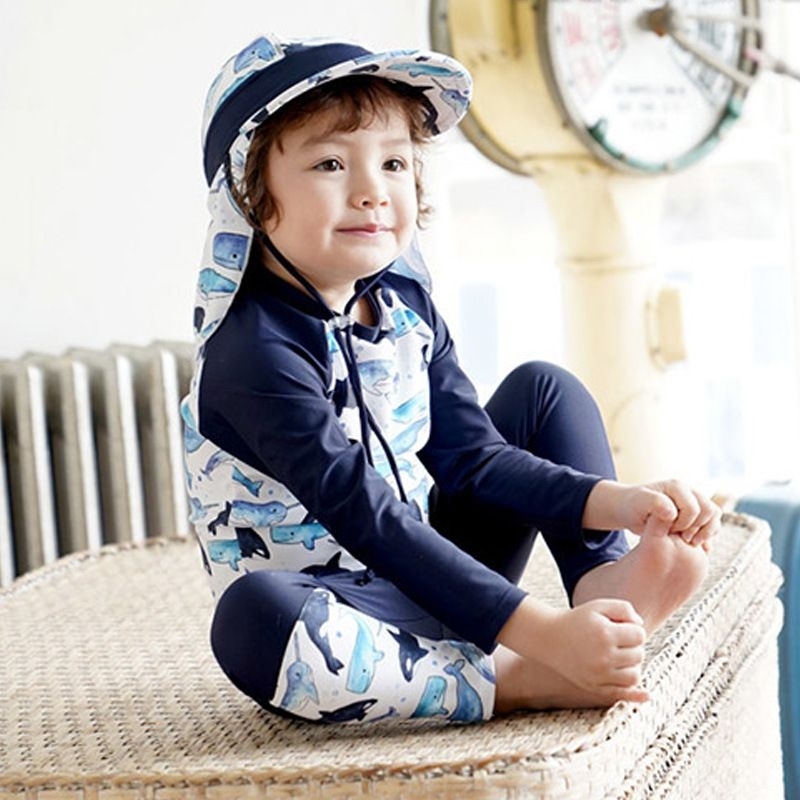 Setelan Renang Anak Cowok 1set Topi 4thn-8thn