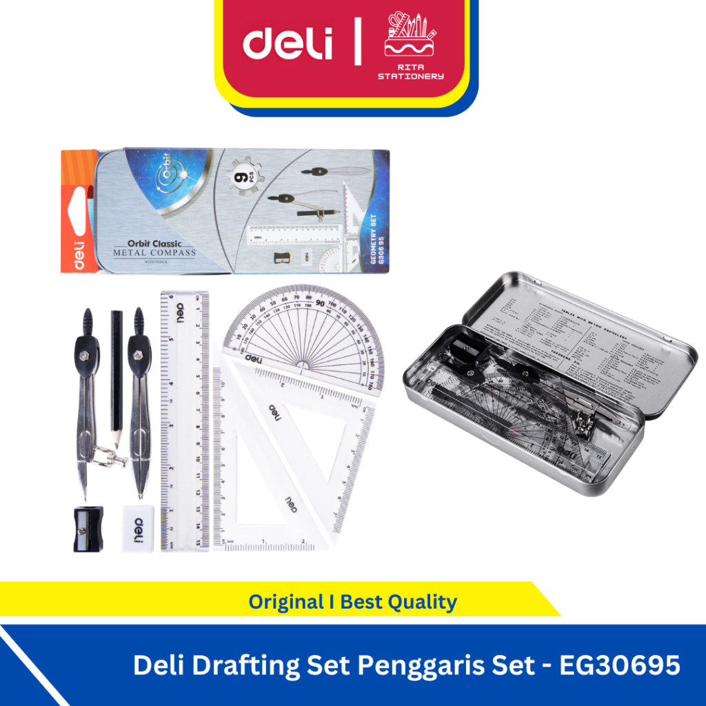 

Deli Geometri Set Penggarus busur jangka tempat pensil sekolah - EG30695
