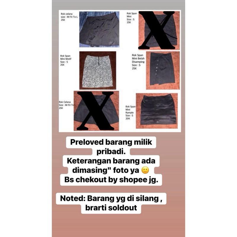 Preloved Rok Mini Span Dan Rok Celana