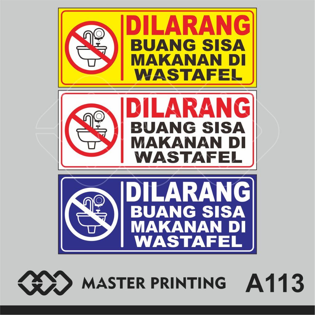 

A113 - Acrylic Sign, Stiker Akrilik Dilarang Buang Sisa Makanan di Wastafel, Tahan Air, Bisa Custom