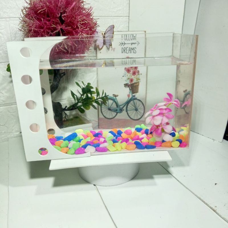 Aquarium minimalis Ikan hias bahan akrilik