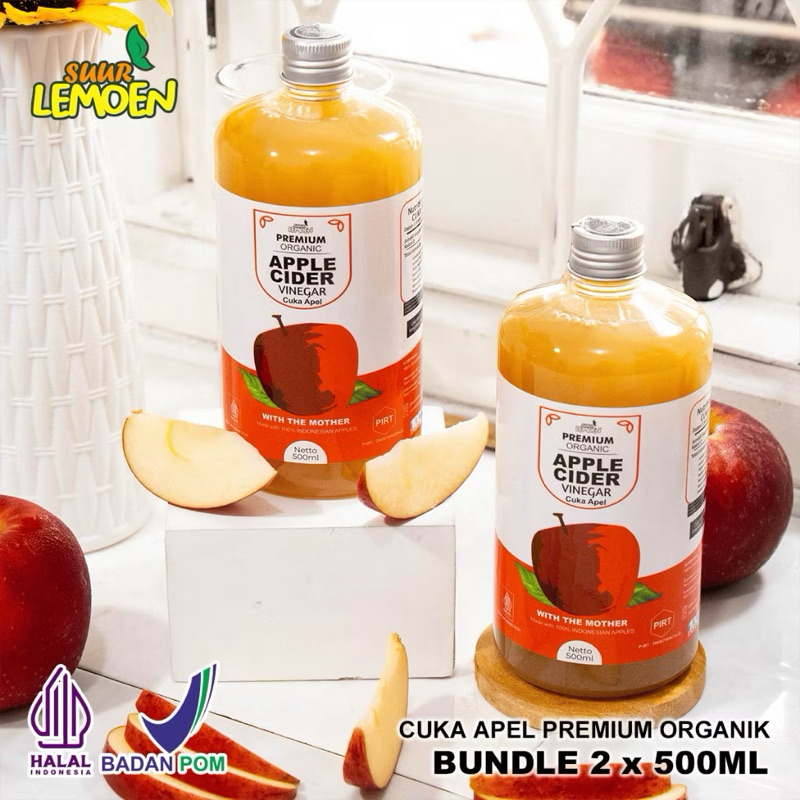 

Cuka Apel 1 Liter With Mother - Appel Cider Vinegar 1 Liter 2pcs 500ml - Untuk Kesehatan Diet