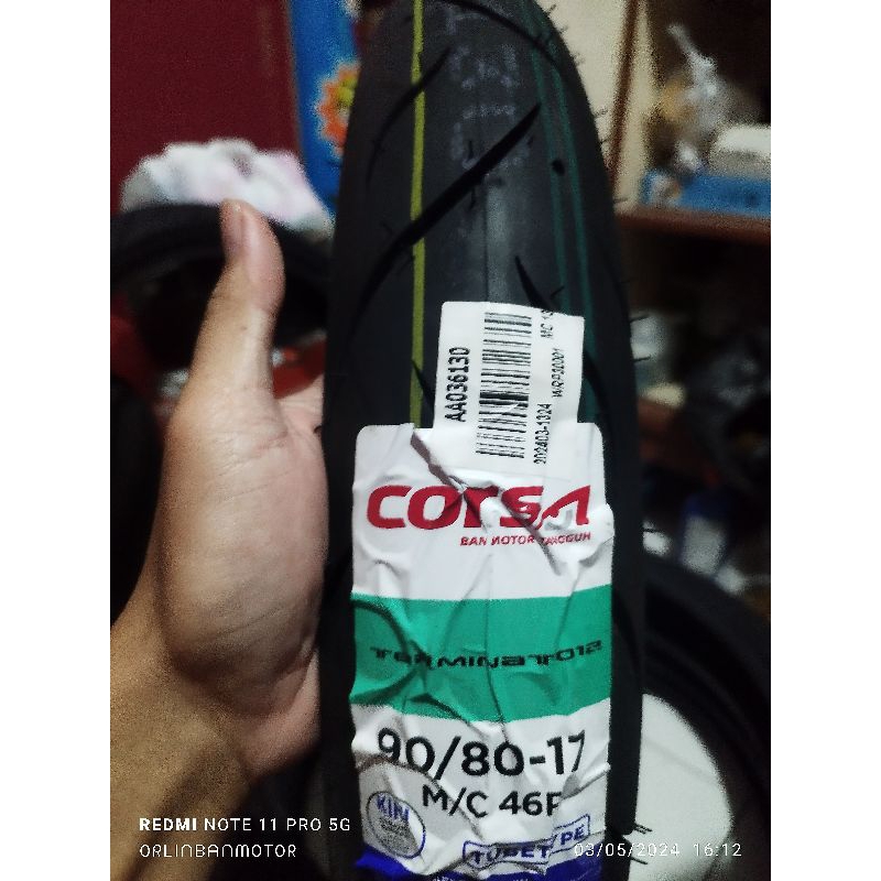 BAN CORSA TERMINATOR 90/80-17 TUBE TYPE/BAN BELAKANG SATRIA FU/BAN CORSA BELAKANG GL PRO SERIES/BAN 