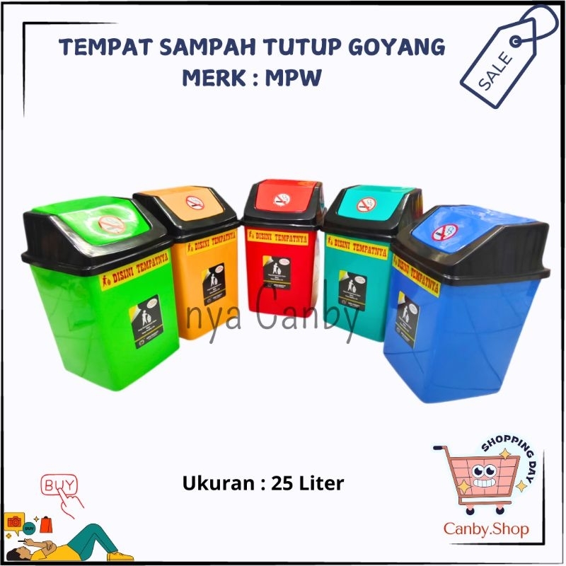 MPW - Tempat Sampah Mpw 25 Liter / Tempat Sampah Tutup Goyang / Tempat Sampah Minimalis