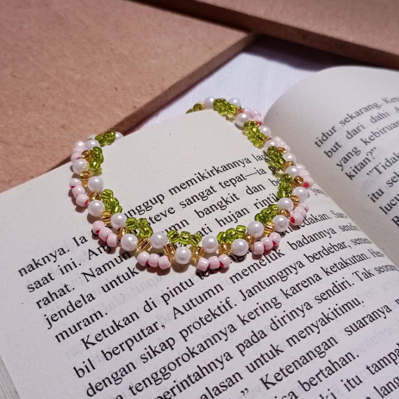 Gelang Swirll Hijau Pink Emas Gelang anak perempuan cantik