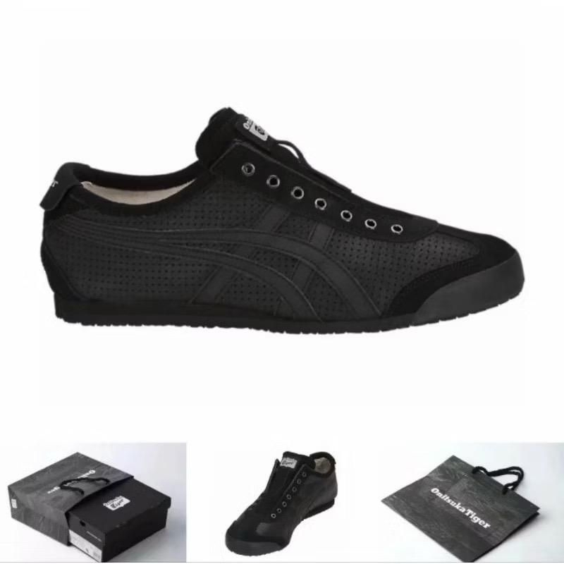 SEPATU ONITSUKA TIGER MEXICO 66 SLIP ON LEATHER BLACK