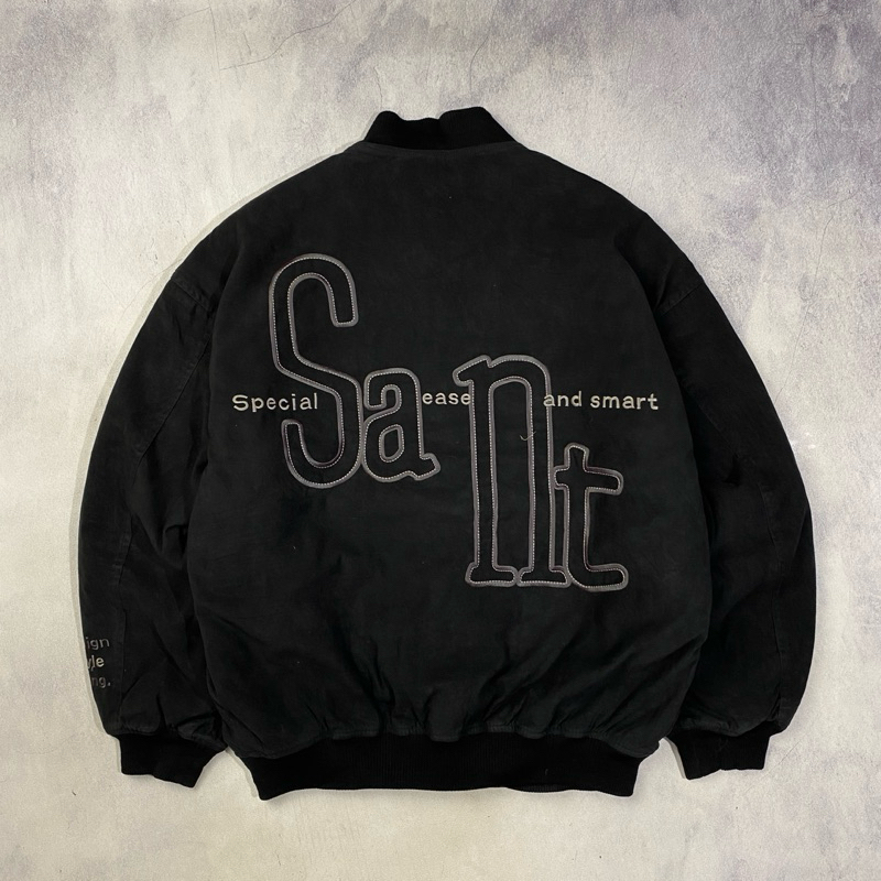 Vintage Santa Fe Embroidery Faux Suede Bomber Jacket Casual Harrington Varsity Work Jacket