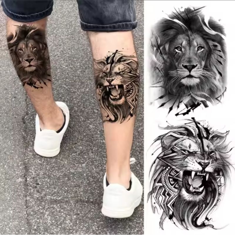 Temporary Tattoo Tatto Tato Temporer Seri TBS Motif Binatang Hewan Raja Singa Harimau Macan - Tato I