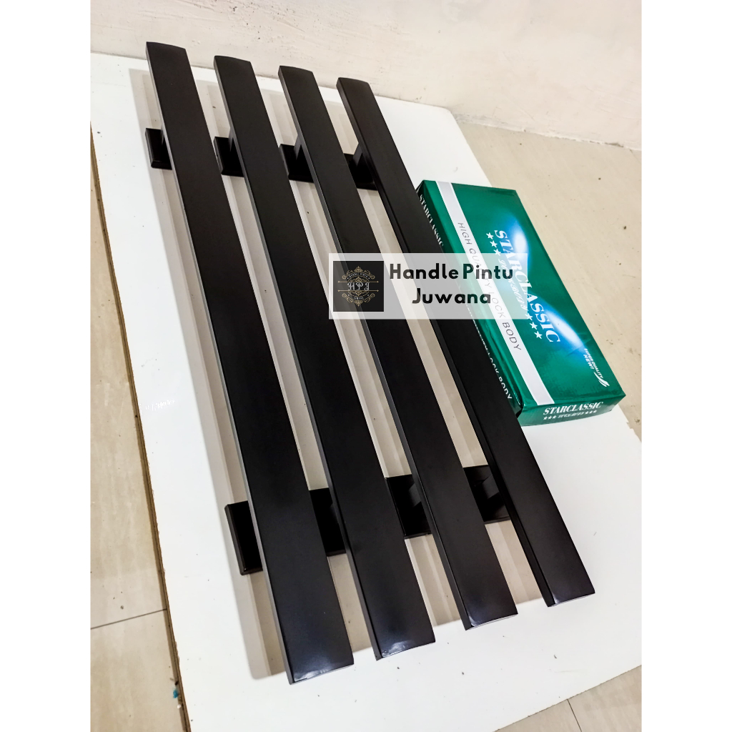 1 Set Handle Pintu Rumah Stainless Full Hitam Tarikan Gagang Pintu Kupu Tarung Set Body Kunci Handel