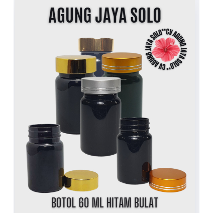 Botol Kapsul 60 ml Ps Hitam / Botol 30 Kapsul / Pet Ps N 38 / Botol Obat / Botol Tablet/ Botol Kapsu