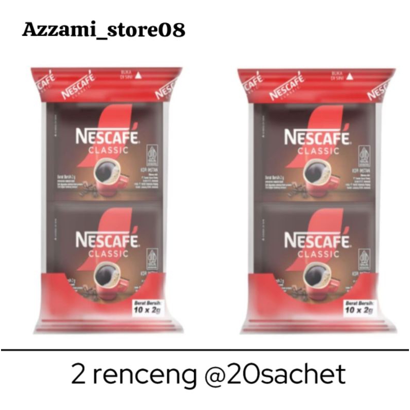 

Nescafe Classic Sachet 2gr, 2 renceng (20 sachet)