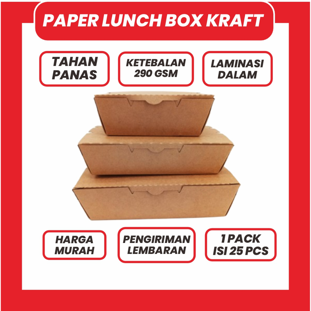 

PAPER LUNCH BOX KRAFT LAMINASI DALAM - PEMBUNGKUS MAKANAN KRAFT KETEBALAN 290GSM