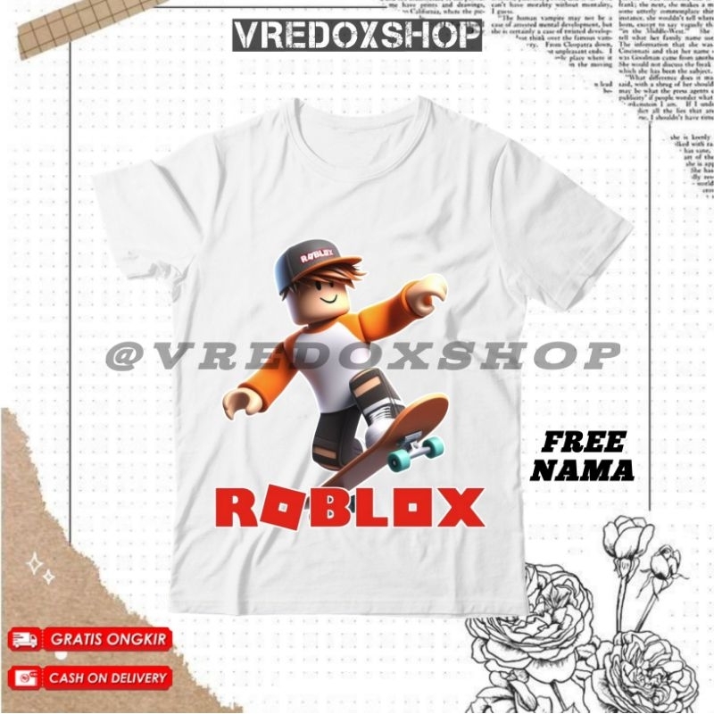 Kaos Atasan Anak Motif Roblox Skateboard/ Baju Roblox anak Keren/ T-shirt Pakaian Fashion Distro Ana
