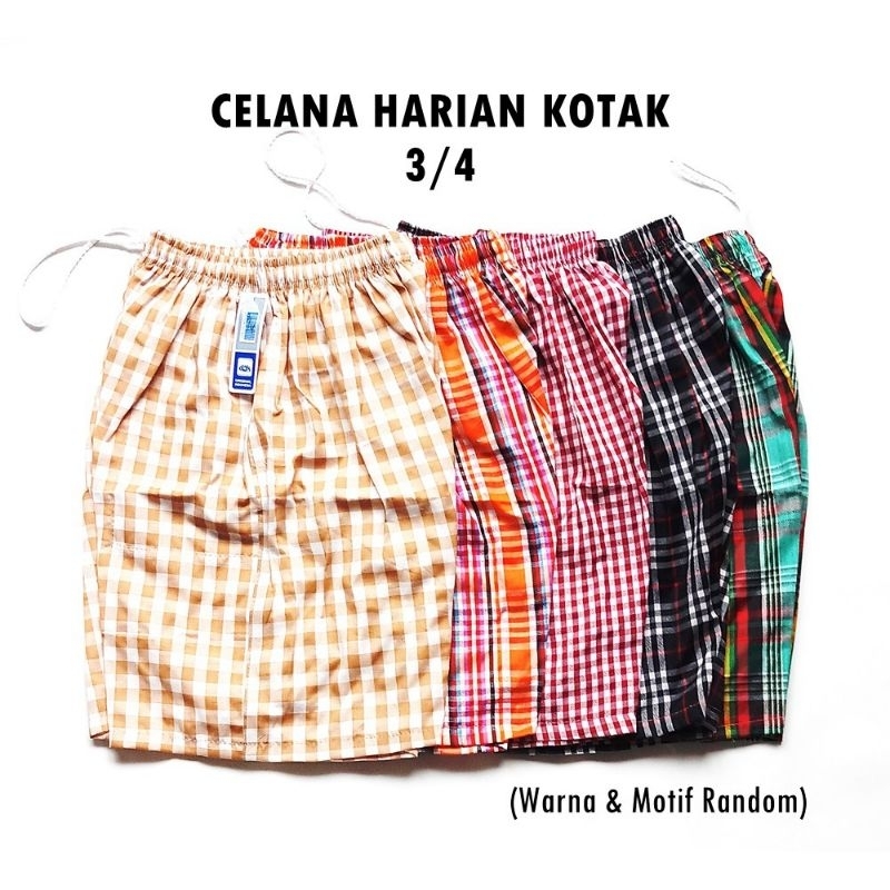 CELANA 3/4 (JB)JUMBO KOTAK SALUR SAKU SAMPING ADA RESLETING CELANA HARIAN PRIA/WANITA