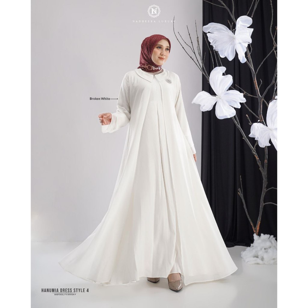 GAMIS PUTIH HANUMIA DRESS STYLE 4 BY NADHEERA LUXURY