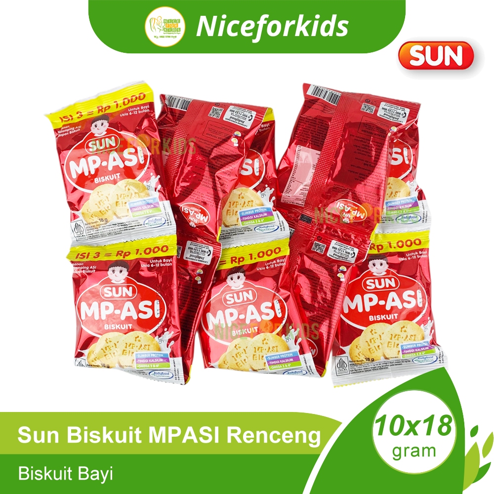 Sun MP-ASI Biskuit 18gr Usia 6-24 Bulan Renceng Isi 10 Sachet / Sun Biskuit Bayi