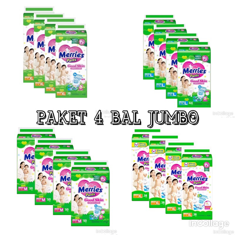 Merries Pants Good Skin jumbo paket 4 bal m50/l44/xl38/xxl28