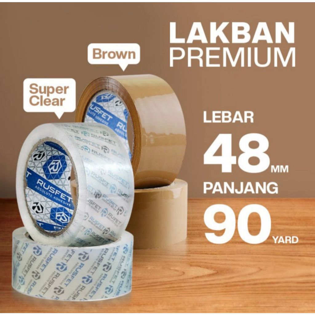 

Lakban Bening Premium Super Clear Tape Lakban Coklat Super Lengket 90Yard