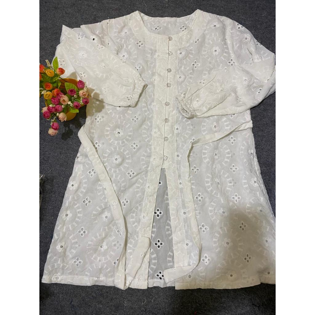 Atasan Chea Tunik Wanita Katun Bordir Cotton Bolong Premium Jumbo Putih Tunic Kondangan Elegan M XL