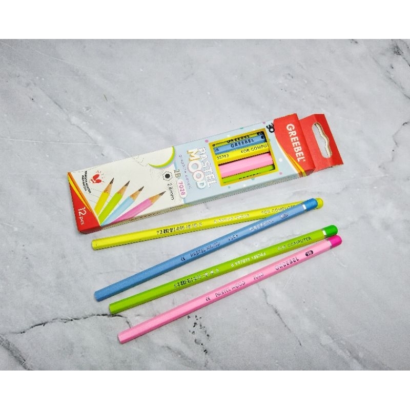 

PENSIL GREEBEL GB-2B 7028 ISI 12 PCS / PENSIL 2B PASTEL MOOD 2.8 MM / PENSIL UJIAN - GREEBEL