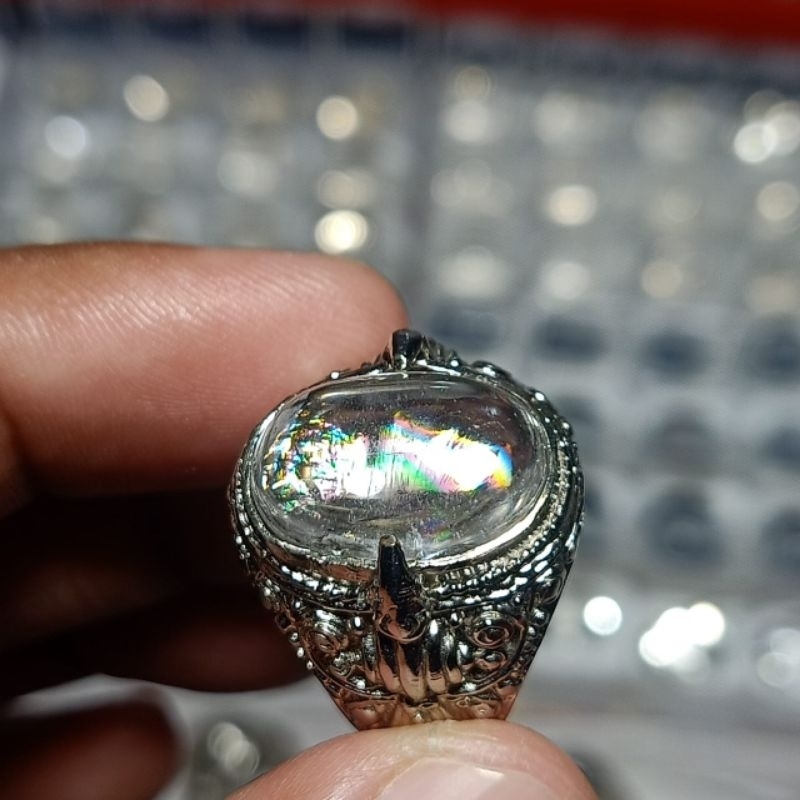cincin pria batu kecubung pelangi asli Kalimantan