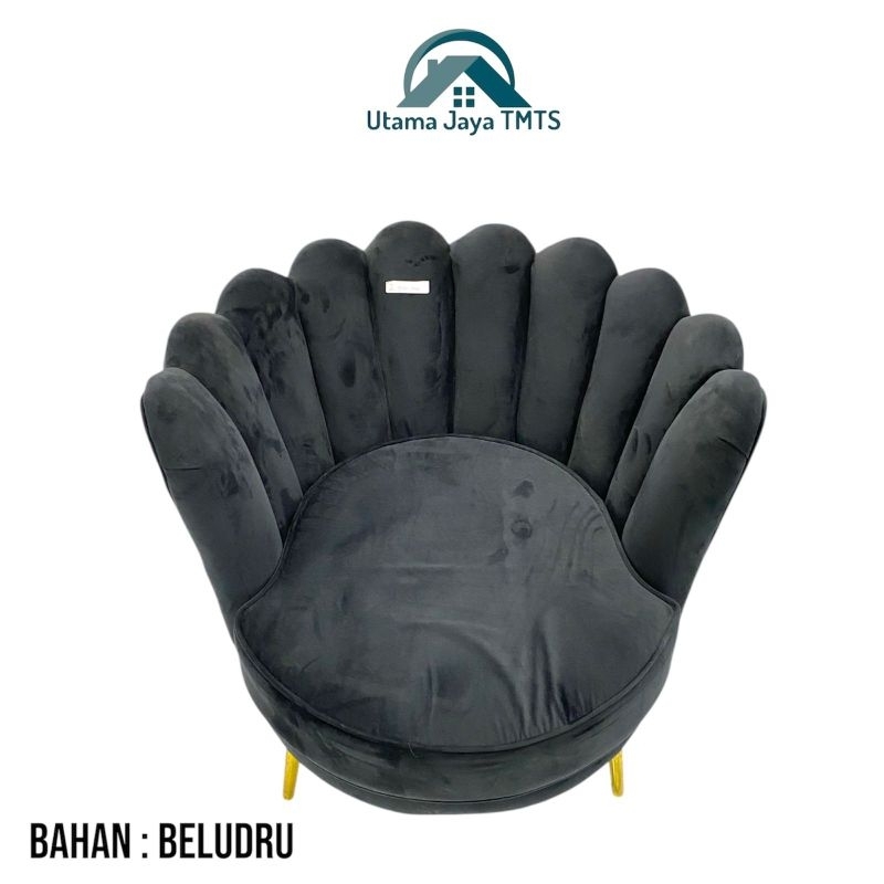 Sofa single kerang // sofa beludru kerang hitam