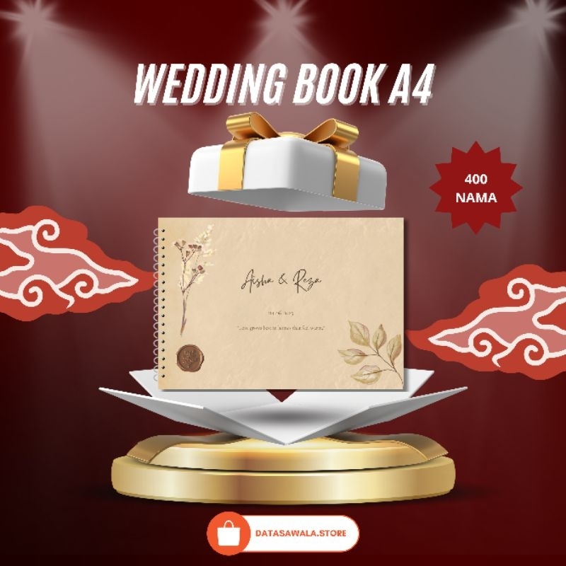 

Wedding Guest Book A4 Custom Nama – Buku Tamu Nikah Spiral Elegan | Buku Pengantin Modern