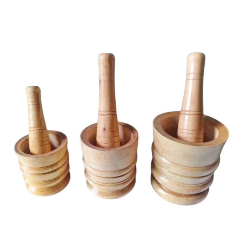 Lumpang + Alu Kayu Mahoni / Tumbukan Ulekan Kayu Ukuran Lumpang .
