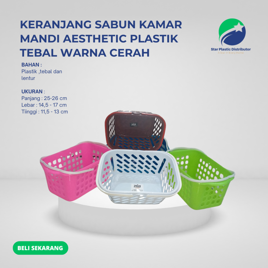 Keranjang Sabun Kamar Mandi Aesthetic Plastik Tebal Warna Cerah