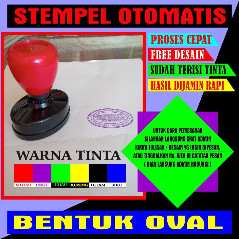 

STEMPEL FLASH // OTOMATIS // OVAL // Sdh terisi tinta // tinggal pakai