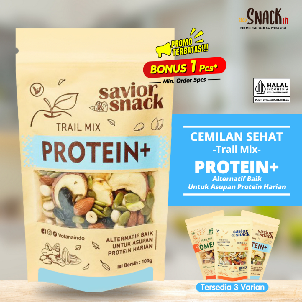 

Cemilan Enak dan Murah Trail Mix Savior Snack Protein+ Makanan Ringan Murah Sehat Berkualitas