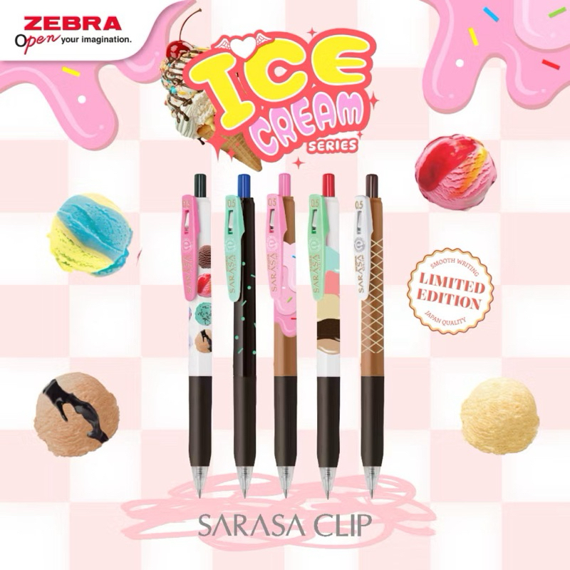 

Zebra Pulpen Gel Sarasa 0.5mm Limited Edition ICE CREAM Series Bolpen Pen