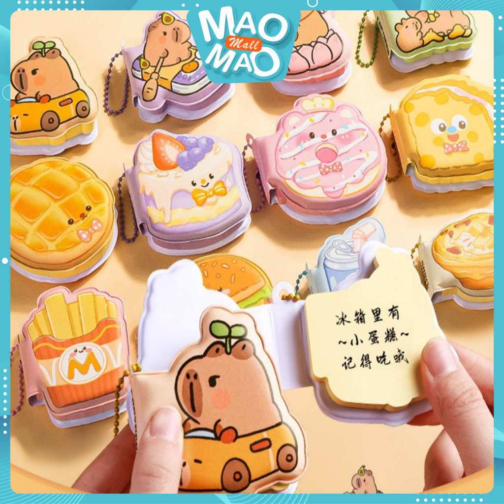

MAOMAO Sticky Note Karakter Lucu 80 Lembar Mini Sticky Notes Dengan Rantai Gantungan Bentuk Makanan Notebook Mini Dengan Bantalan Empuk Squishy Kecil