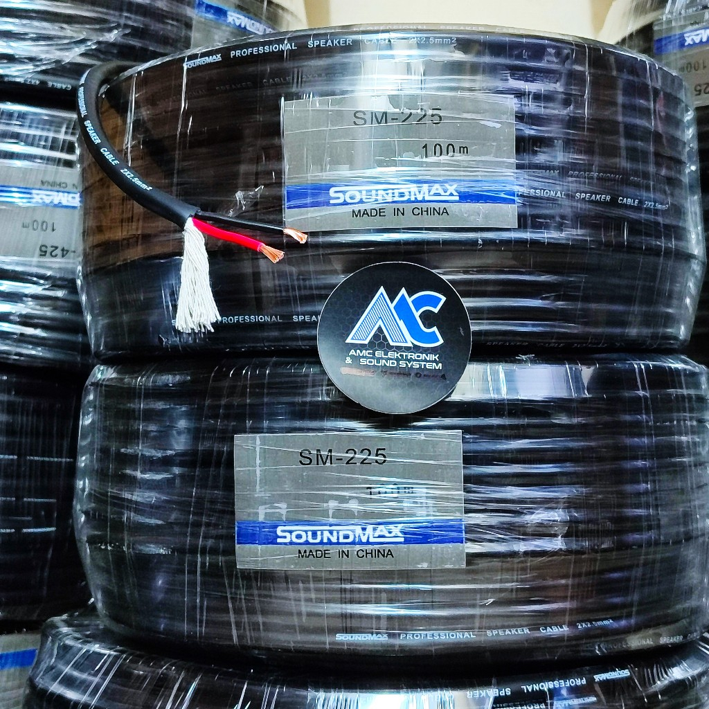 Kabel Speaker Soundmax 2 x 2,5 mm Kabel Spiker Serabut Tembaga Lentur