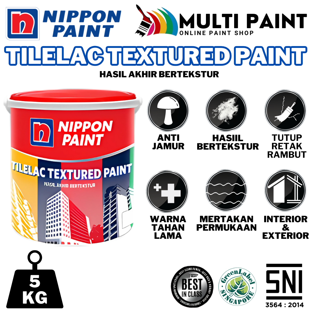 NIPPON PAINT TILELAC 5KG NIPPON PAINT CAT TEMBOK TEKSTUR WARNA PUTIH 5KG CAT TEMBOK TEXTURED 5KG