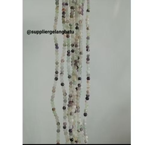 bahan Batu 4mm Soft fluorite natural hijau ungu