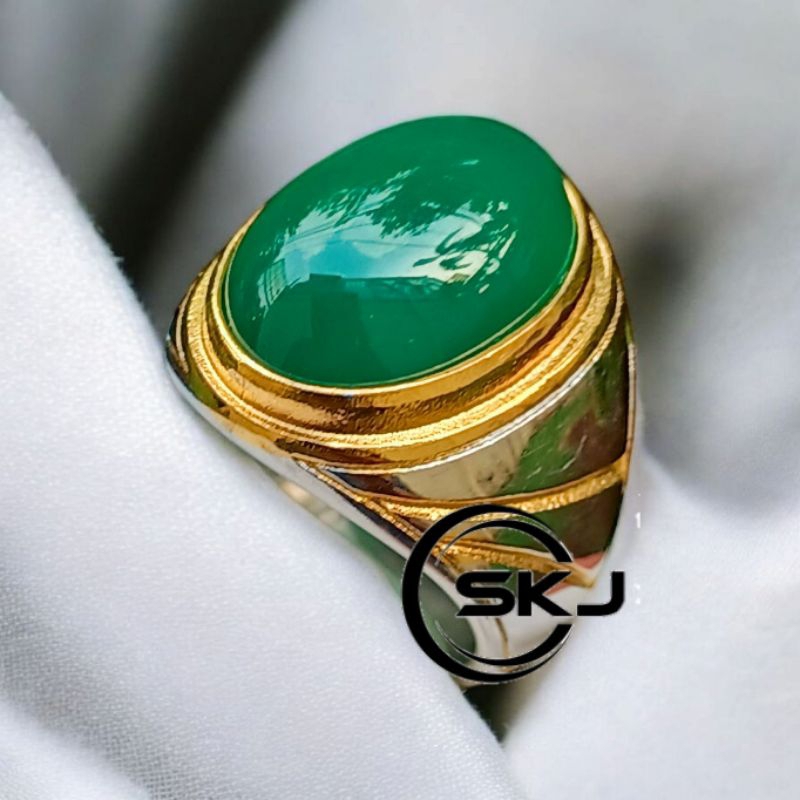 CINCIN BATU AKIK HIJAU GARUT MEWAH SUPER KUALITAS