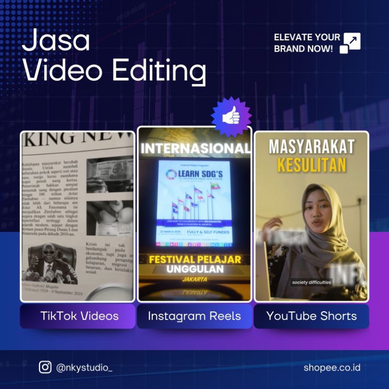 Jasa Editing Video Profesional Instagram Reels, TikTok, & YouTube