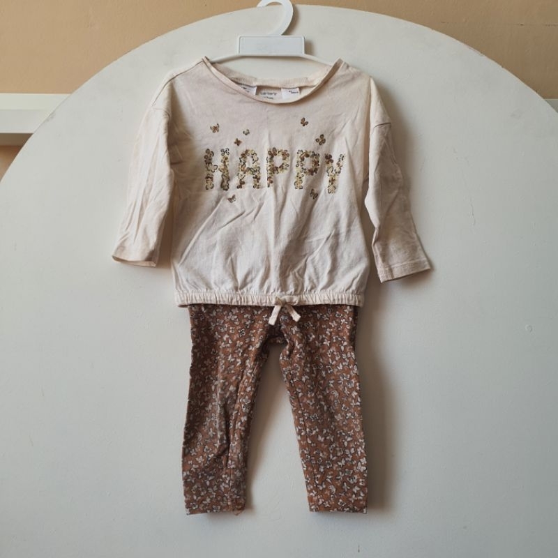 Carters One Set Baju + Celana Legging Preloved Baby Girl Anak Perempuan one set carter 6-12 bulan
