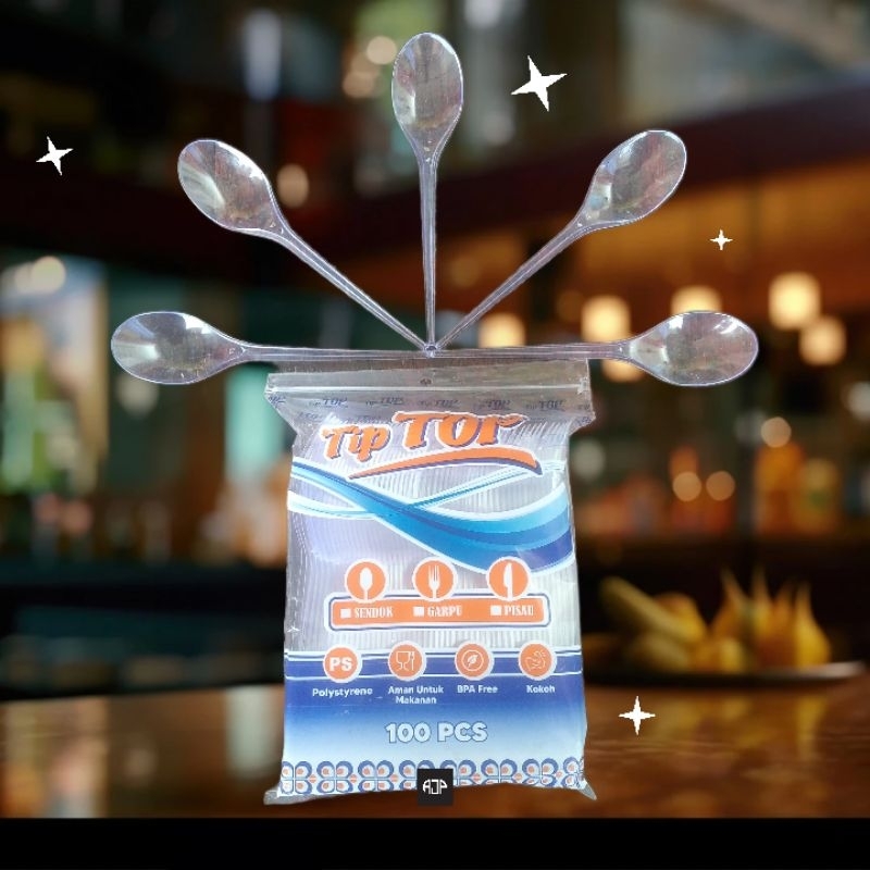 TIPTOP Sendok Makan Plastik Bening | 1 pack