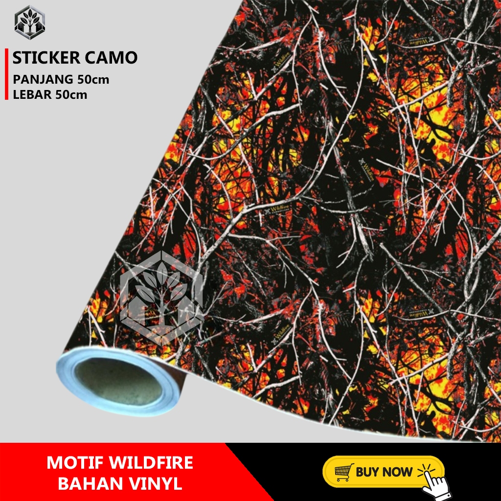 

STICKER CAMO BAHAN VINYL MOTIF WILDFIRE 50x50cm