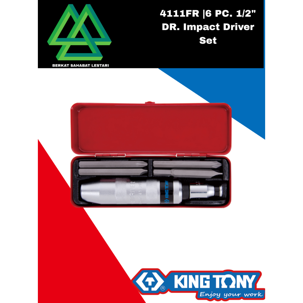 King Tony Obeng Ketok Set - King Tony 6 PC. 1/2" DR. Impact Driver Set 4111FR ORIGINAL