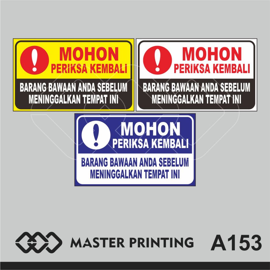 

A153 - Acrylic Sign, Stiker Akrilik Mohon Periksa Kembali Barang Bawaan Anda, Murah, Bisa Custom